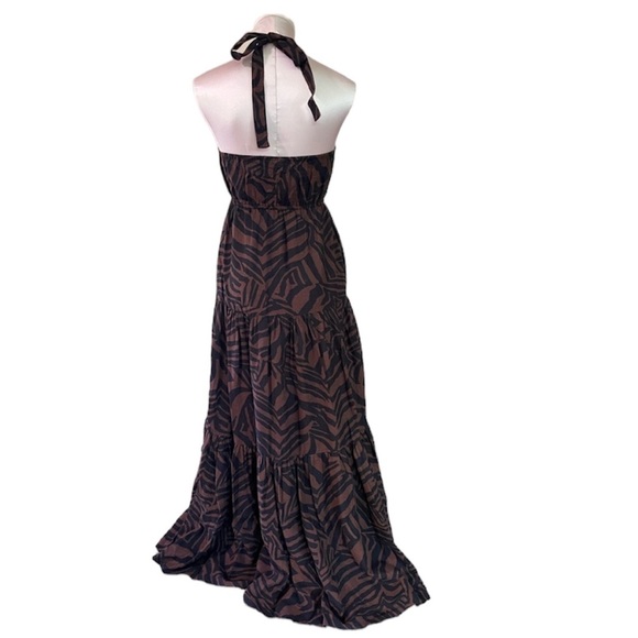 Nicole Miller zebra print linen maxi dress halter style NWT size XS - Picture 3 of 6